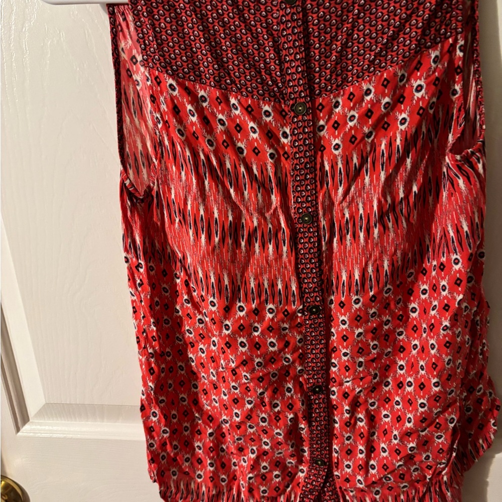Lucky Brand Red Patterned Tank Top